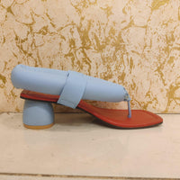 Women's Bold Red & Blue Puffy Strap Square Toe Sandals – Trendy Casual Flip Flops