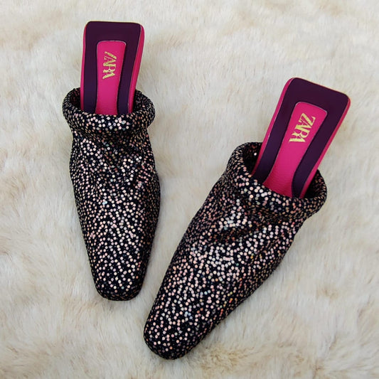 Women's Black Rhinestone Slide Sandals – Greek Key Design | Party & Casual Wear