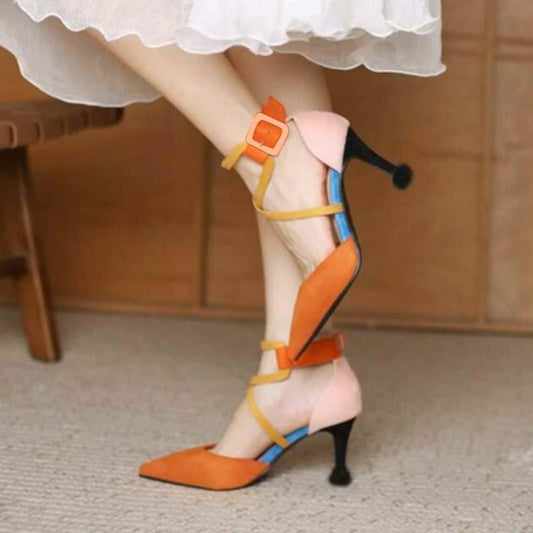 Stylish Orange Satrangi Pumps