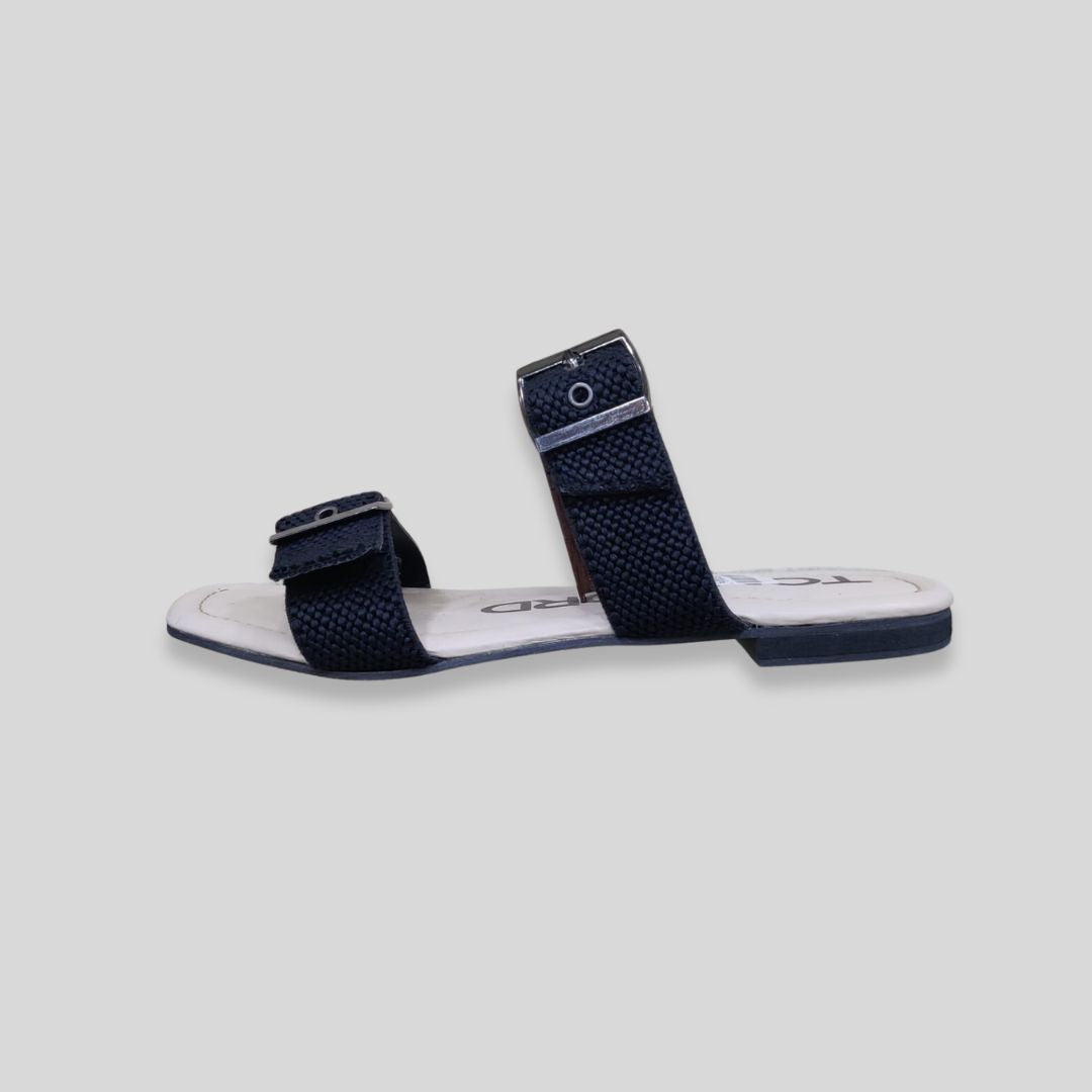 T-o-m F-or-d Inspired Dual Buckle Black Slides – Women’s Casual Flat Sandals