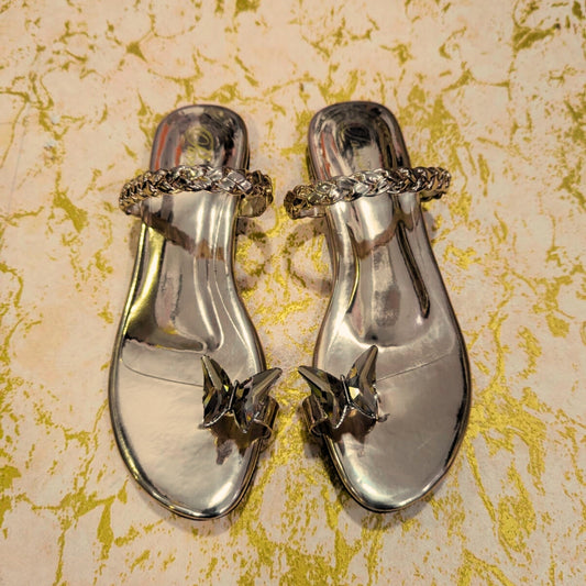Golden Butterfly Crystal Slippers – Elegant Ladies Fashion Footwear