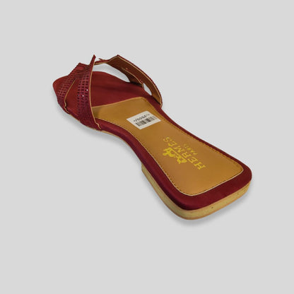 Women's Maroon Satin Crystal Flats – H-erm-es Inspired Designer Slides