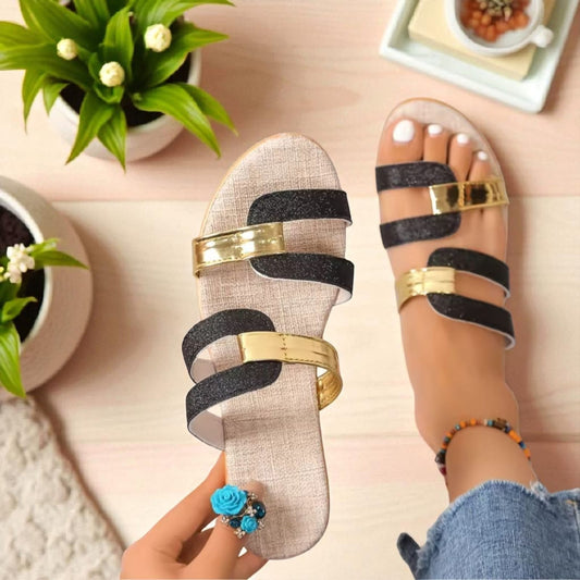 Large Size Platform Sandals Easy to Wear Sweat Absorbent Thick Bottom Fashionable Summer Slip-On Ladies Flip Flops