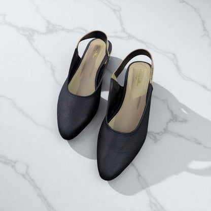 Elegant J’A-DI-OR Slingback Flats for Women – Black Textured Design
